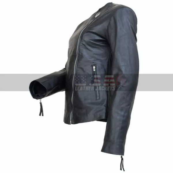 Michelle Marie Pfeiffer Black Biker Leather Jacket