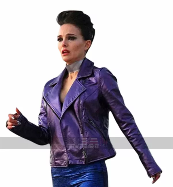 Vox Lux Natalie Portman Brando Purple Biker Leather Jacket For Women's
