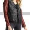 Ladies Slim Fit Biker Two Tone Asymmetrical Motorcycle Leather Jacket