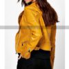 Womens Motorcycle Outwear Slim Fit Biker Yellow Leather Jacket