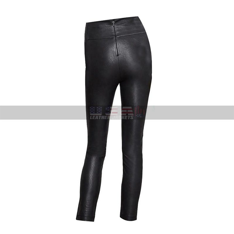 Women Slim Fit High Waisted Leggings Skinny Black Leather Pants