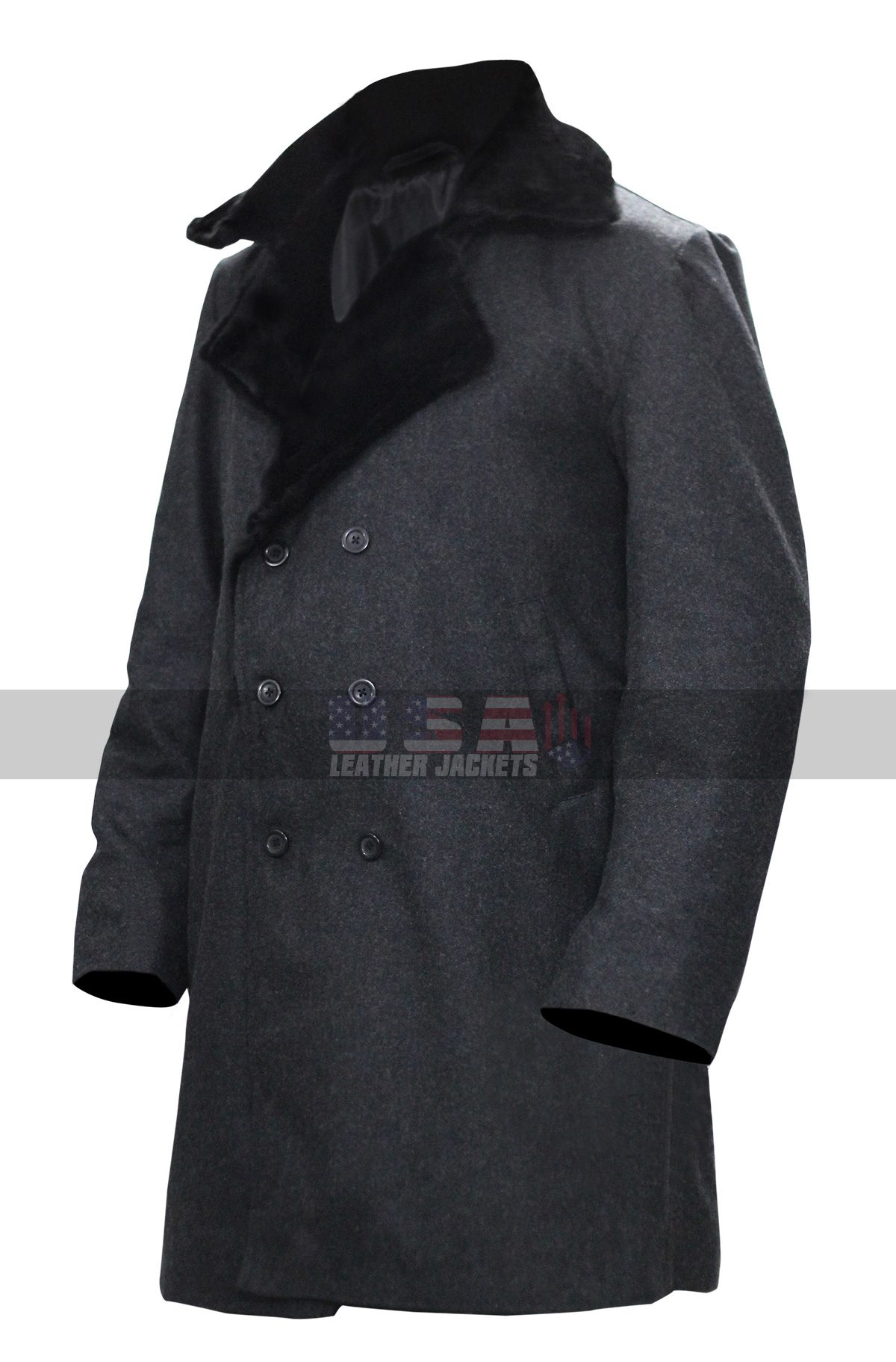 Fargo Billy Bob Thornton Black Fur Collar Wool Coat
