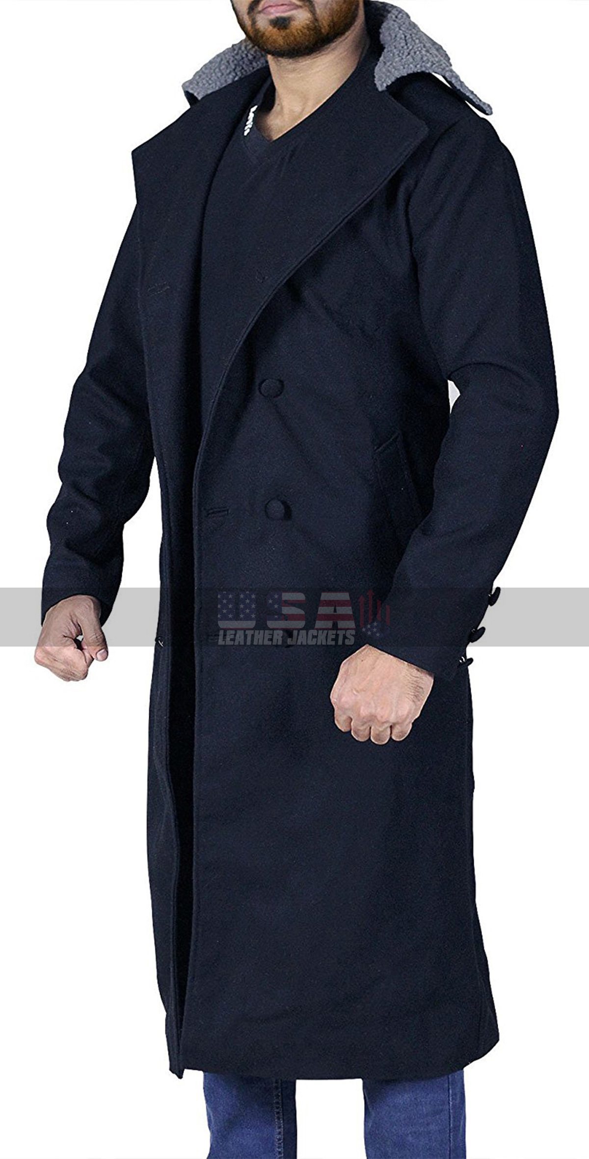 Taboo James Keziah Delaney Tom Hardy Fur Collar Wool Coat