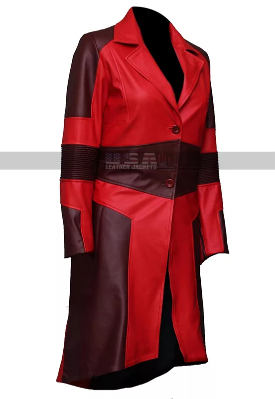 Captain America:Civil War Scarlet Witch Red Leather Coat