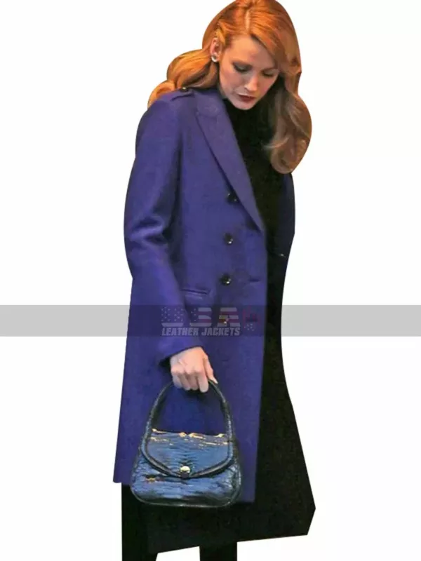 The Age of Adaline Blake Lively Blue Wool Trench Cot For Women's 