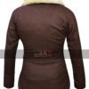 Yellowstone TV Series Costumes Kelly Reilly Fur Collar Brown Wool Coat
